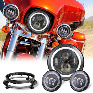 Halo Ring Chrome Daymaker Road King 4x4 Round 4.5 Inch Led Fog Light With 7'' 7 Inch Laser Led Headlight