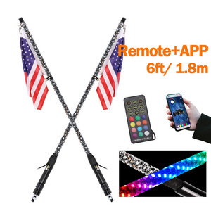 Off Road Accessories 4wd 6 Fit Led Flag Pole Antenna Australian Whip Fiber Optic Light Mount For Polaris Rzr Buggy Atv Utv Truck