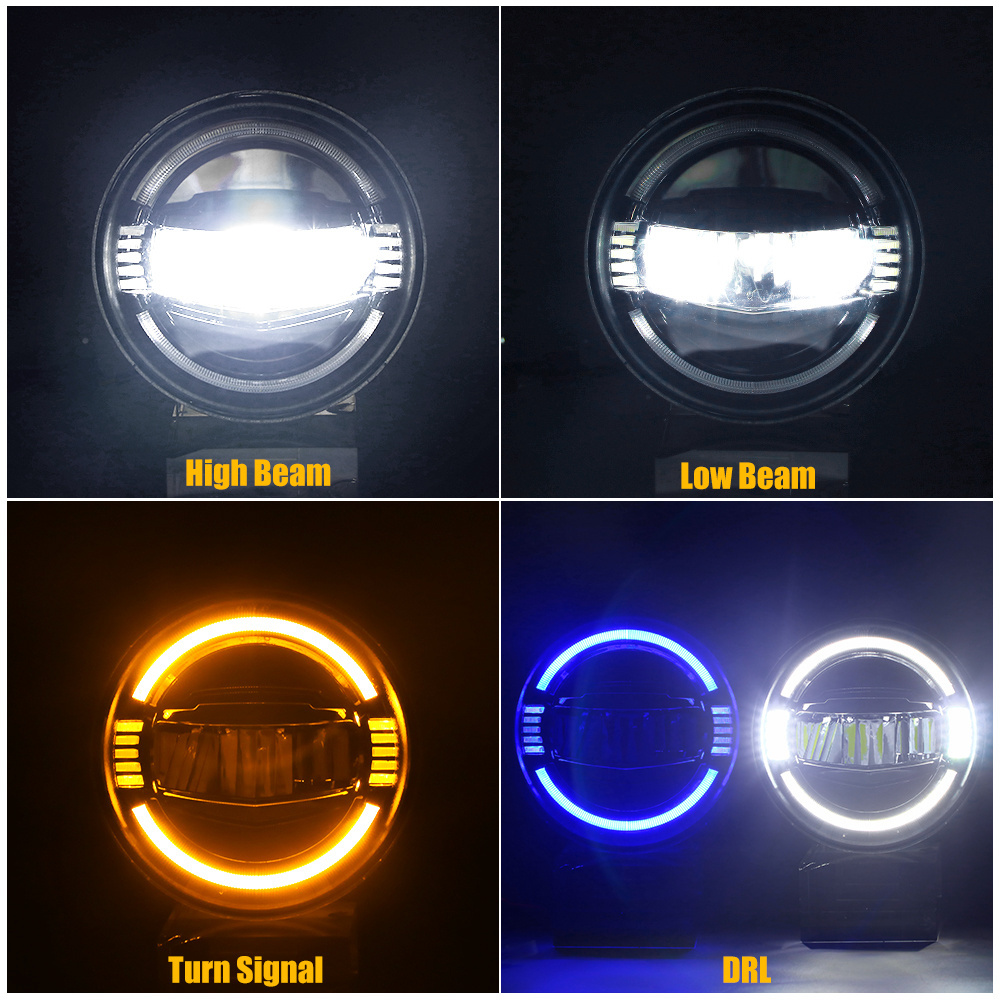 Hot Selling Mahindra New Thar 2022 LED Round Headlight With Blue and White DRL G-Wagon