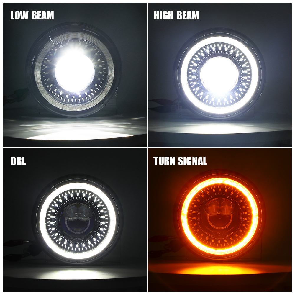 Loyo Dragon Eye Design 7 Inch Faros Led Para Autos 7 Inch Led Projector Headlights Hi Lo Beam Drl Round Headlight For Jeep Jk