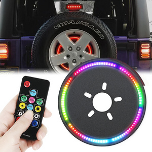 New arrival Remote Control LED RGB Spare Tire Light high mount 3rd brake light Rear Wheel Lights For Wrangler JK and JL 2018+