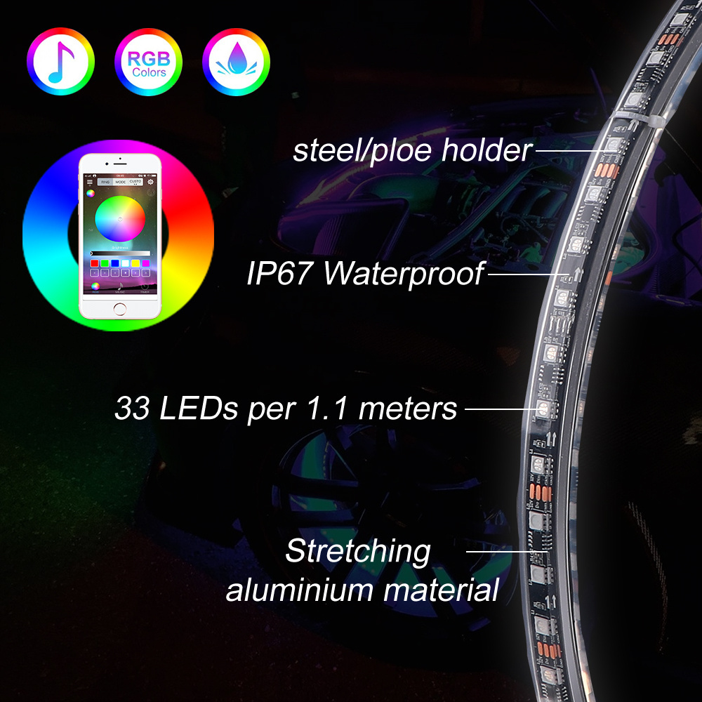 Loyo Patent Model Led RGB Wheel Lights Dual Row Rgb  Car Wheel Lights App Blue-tooths Control dual row wheel lights for jeep JK