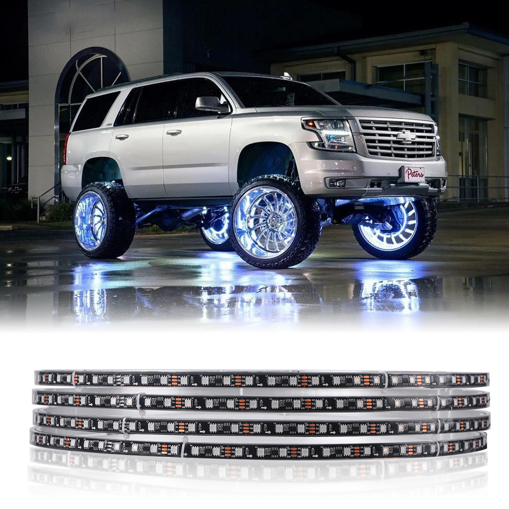 Loyo Led Wheel Lights Double Row Rgb Led Car Wheel Lamp App Blu-Tooths Control Dual Row Led Lamp For Car Wheel