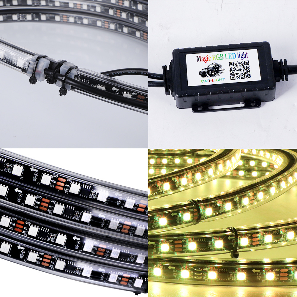 NEW Model LED car wheel light Dual Row RGB wheel lights car App Control dual row led wheel lights for jeep JK