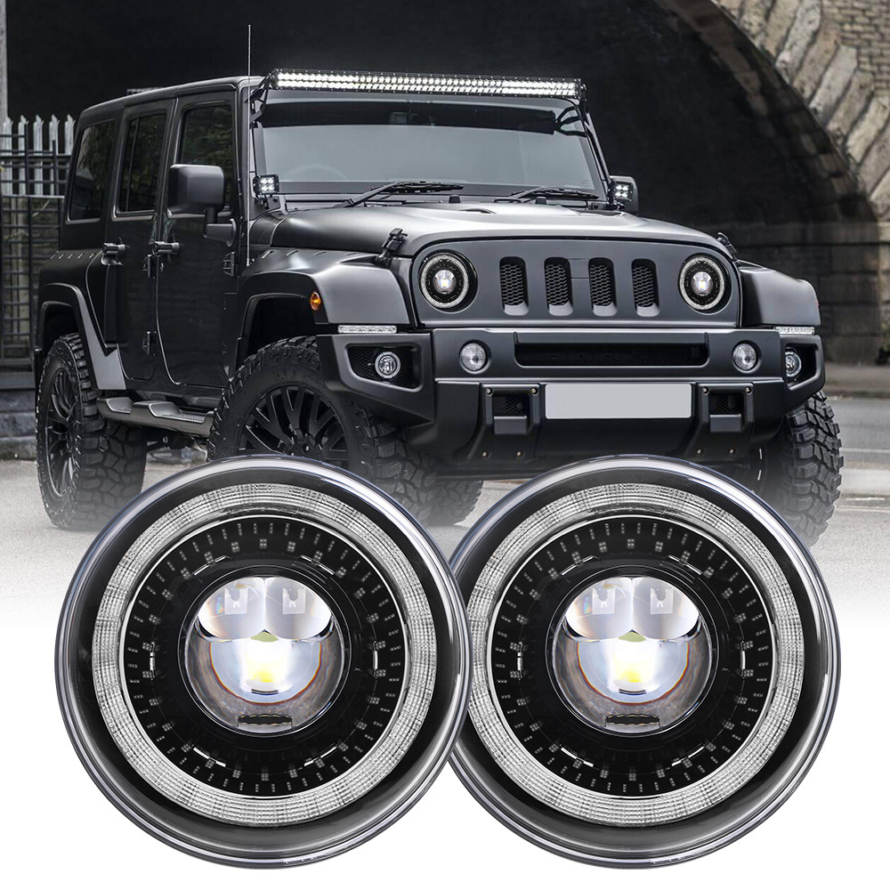 Loyo Dragon Eye Design 7 Inch Faros Led Para Autos 7 Inch Led Projector Headlights Hi Lo Beam Drl Round Headlight For Jeep Jk