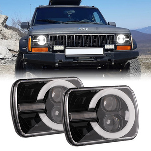 2023 Hot Sale Square Car Headlight Led Halo Ring 5X7 For Jeep Xj Cherokee Headlights