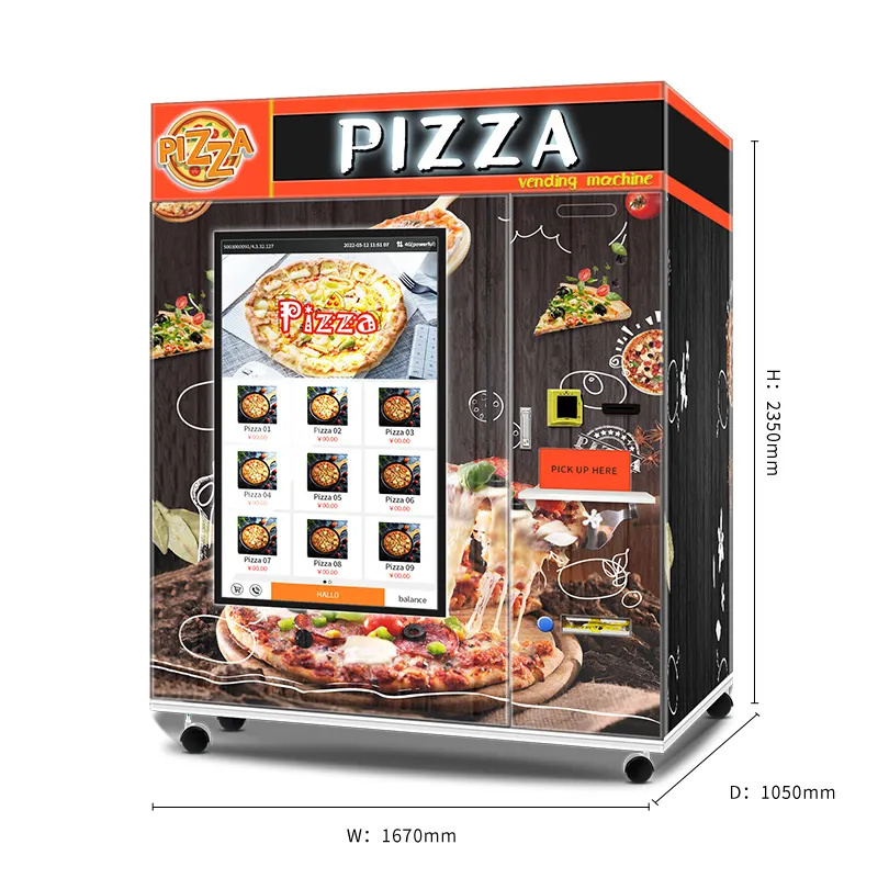 New Business Fast Food Outdoor Pizza Vending Machine Hot Food Pizza Robot Vending Machine With Microwave Heating Function