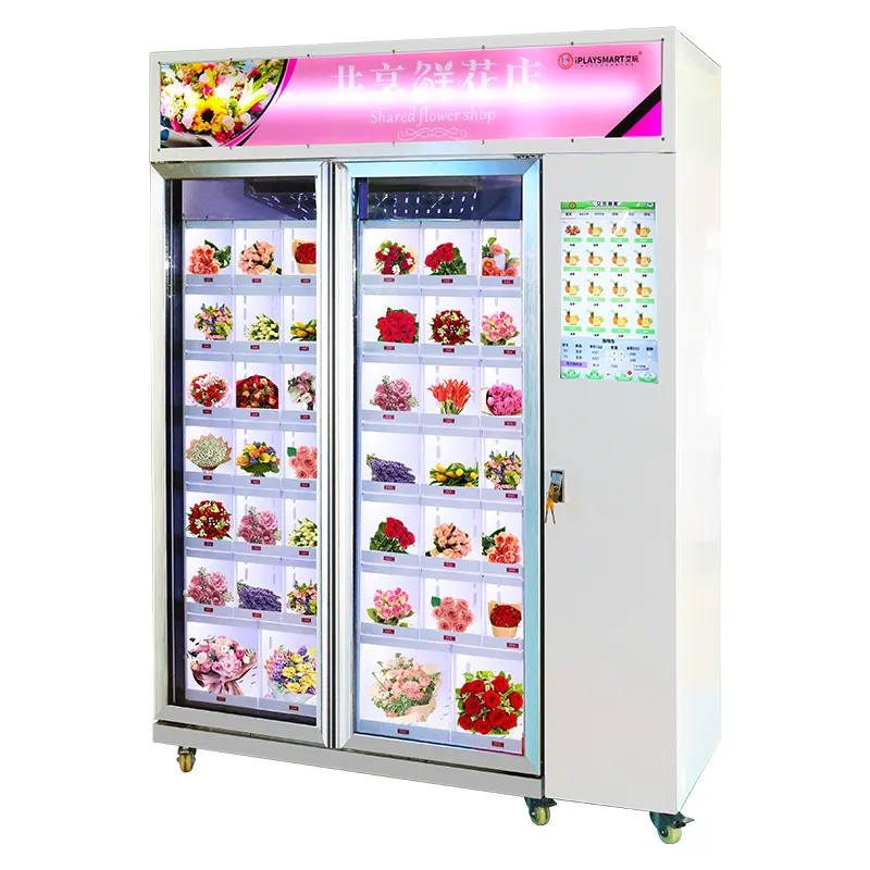 Customized Automatic Self Service Vending Machine Elegant Design Fresh Flower Vending Machine With Cooler And Humidifier