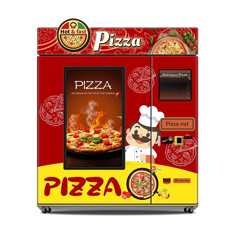 New Business Fast Food Outdoor Pizza Vending Machine Hot Food Pizza Robot Vending Machine With Microwave Heating Function