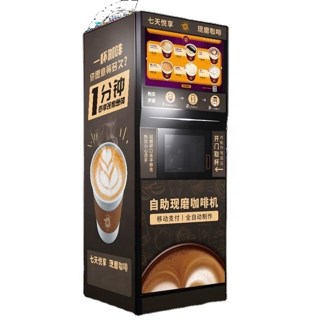 Custom Packaging Auto Cup Coffee Latte Coffee Making Machine Vending Large Capacity For Business Automatic Payment