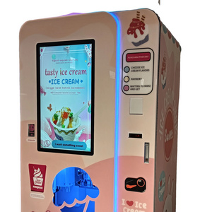 Manufacture Commercial Soft Ice Cream Vending Machine Italian Popular Self Service Automatic Ice-cream Vending Machine