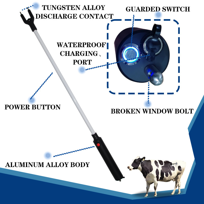 Pig Farming 100cm Equipment Waterproof Electric Pig Cow Cattle Drive Stick Prod Livestock Long Prod With Lighting Hog Pig Handle