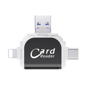 metal 4In1 SD TF Memory Card OTG Adapter R015 For IPhone Android Linux USB A/8 Pin/Micro /Type C To SD TF Card Reader Converter