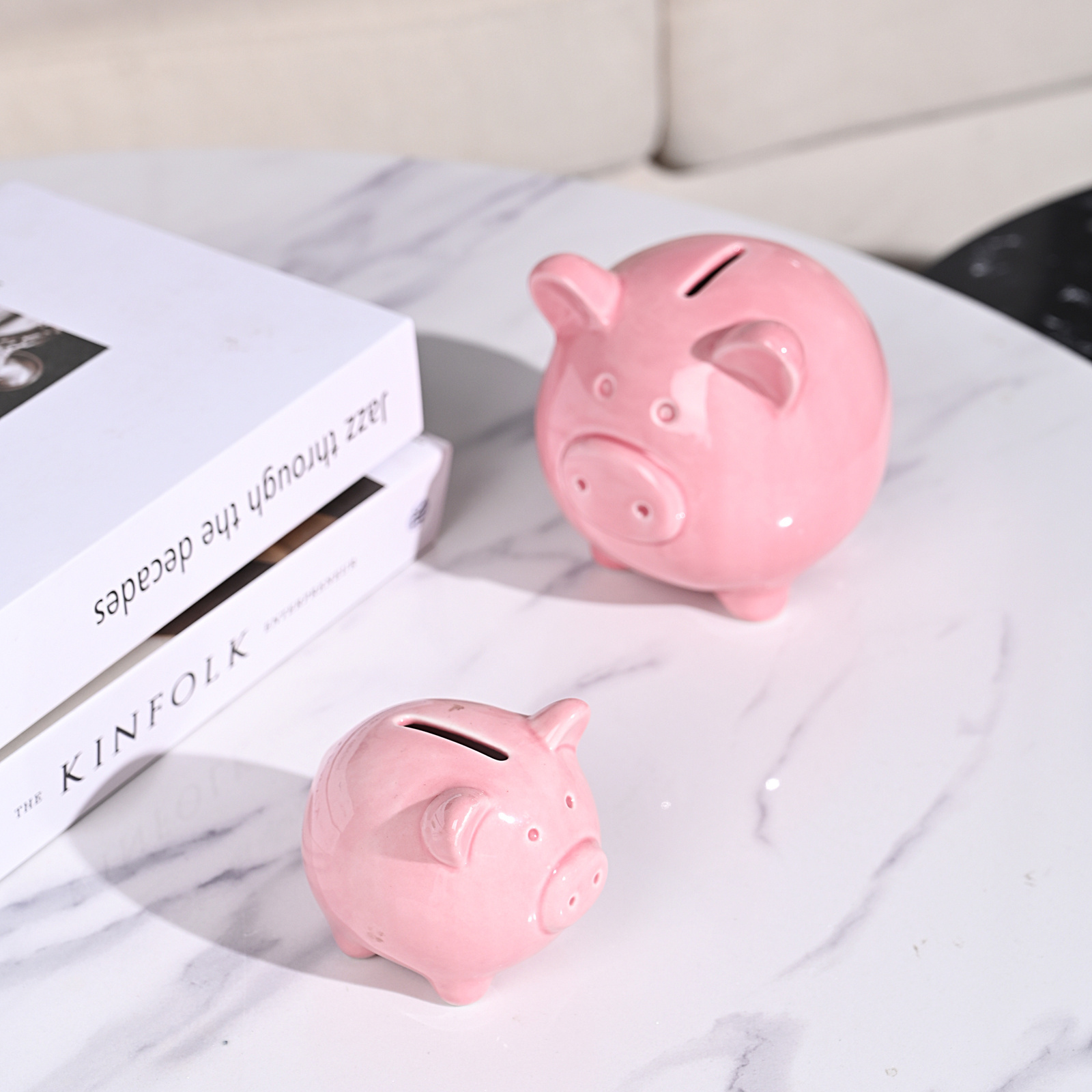 Handmade Piggy Bank Pink Cute Money Bank Ceramic Pig Shape Custom Logo Coin Counting Box Saving Custom Design Home Decorative