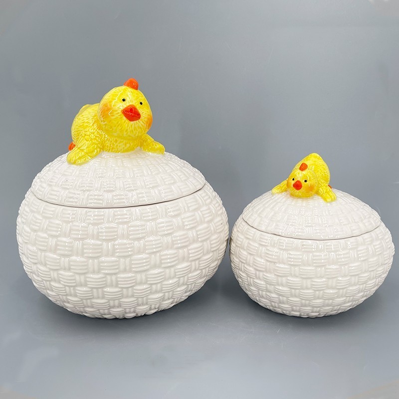 Ceramic Canister Rubber Seals For Ceramic Canisters Yellow Egg Canister With Cute Chick On The Top For Home Storage