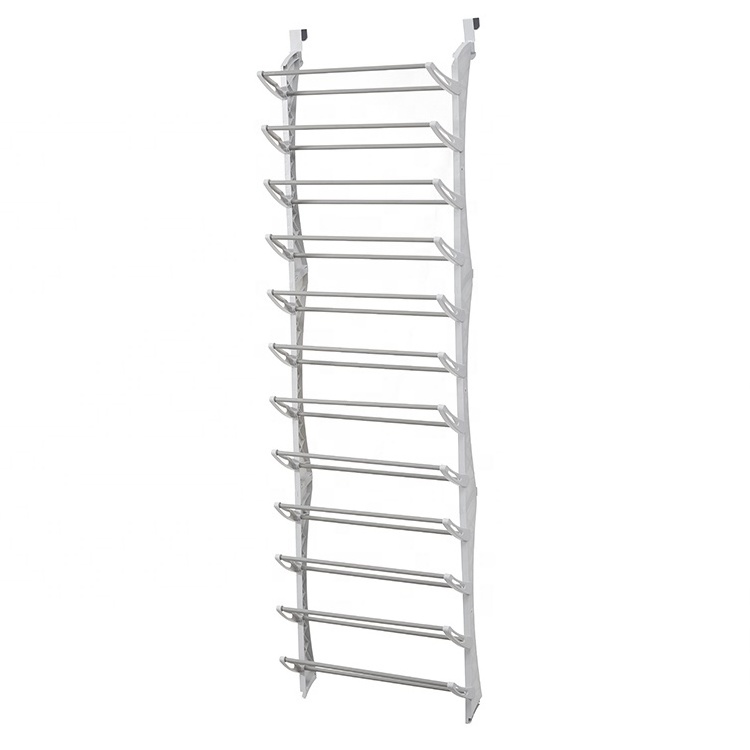 12 Tier Shelf Organiser Storage Stand Adjustable 36 Pair Over Door Hanging Shoe Rack