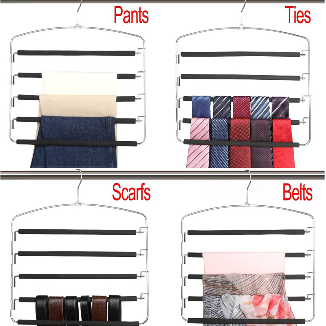 5 Layers Swing Arm Trousers Hanger Space Saving Pants Rack Jeans Hangers With Non-slip Multiple Closet Organizer