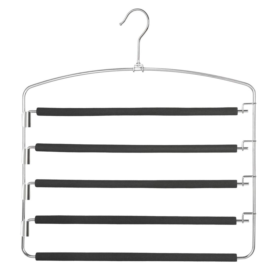 5 Layers Swing Arm Trousers Hanger Space Saving Pants Rack Jeans Hangers With Non-slip Multiple Closet Organizer