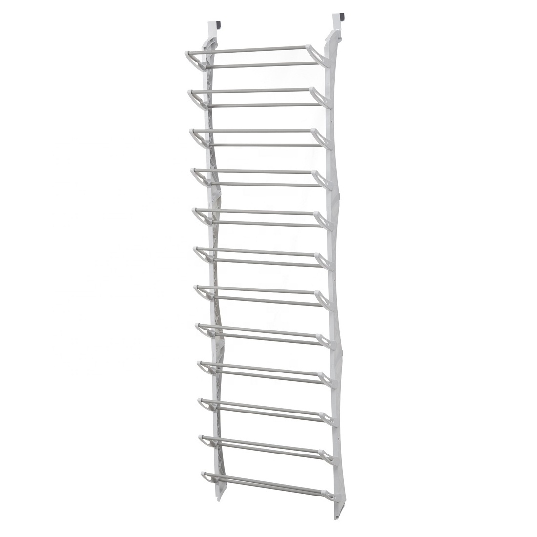 metal over the door shoe rack Over The Door Shoe Rack Organizer Fold up Non slip Bars White 36 Pair Over the Door Shoe Rack