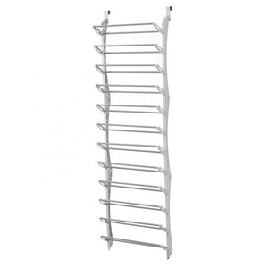 metal over the door shoe rack Over The Door Shoe Rack Organizer Fold up Non slip Bars White 36 Pair Over the Door Shoe Rack