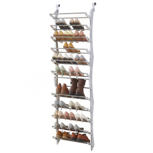 Manufacturer Price 12 Tier Metal Over Door Shoe Rack White Wall Mounted Freestanding 36 Pair Organizer Behind Door Shoe Rack