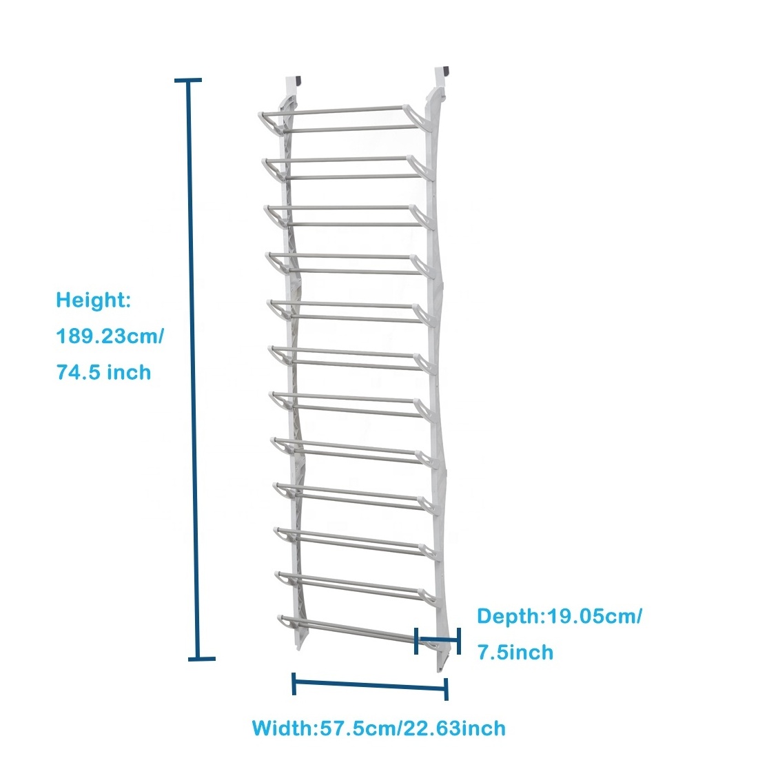 Manufacturer Price 12 Tier Metal Over Door Shoe Rack White Wall Mounted Freestanding 36 Pair Organizer Behind Door Shoe Rack