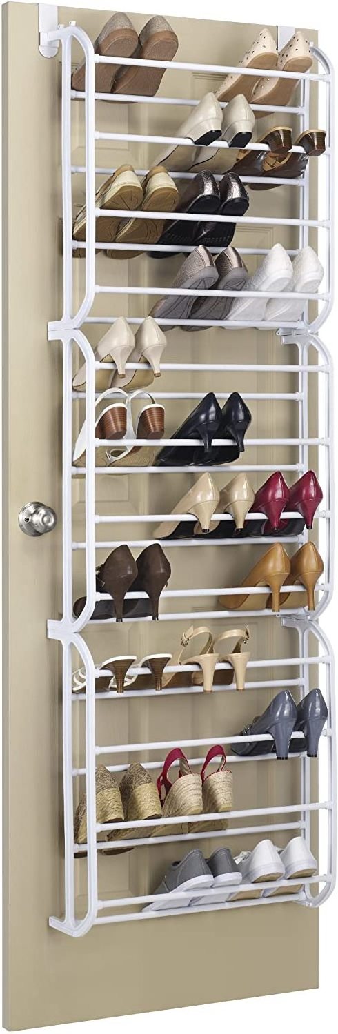 Hot Selling Manufacture High Quality 12 Tier White Wall Mounted Hanging Freestanding Shoe Racks Save Space For Behind Door