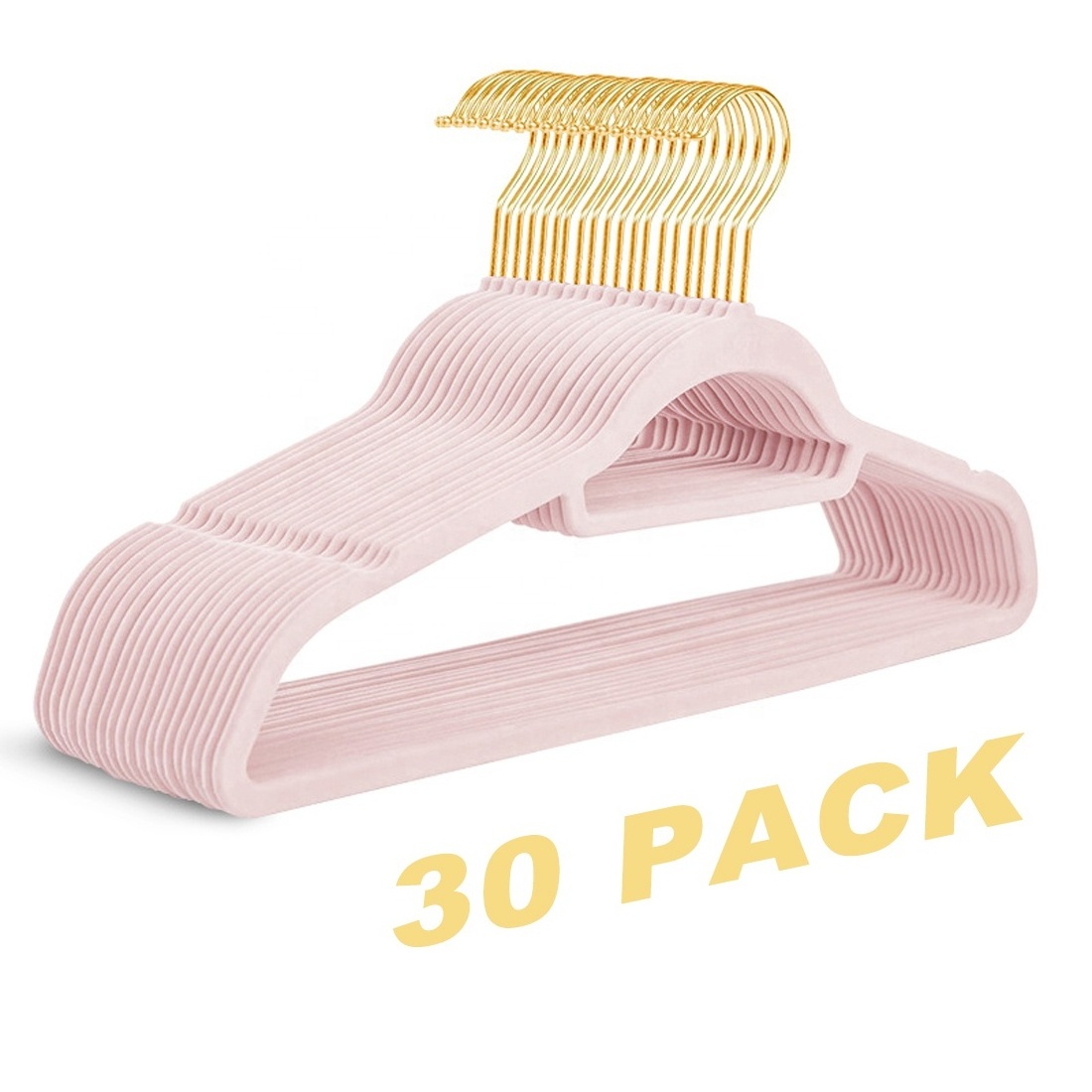 Premium 50-Pack Custom Velvet Hangers Gold Hook Bulk Clothes Rack Coat Pink Velvet Clothes Hanger Velvet Hanger