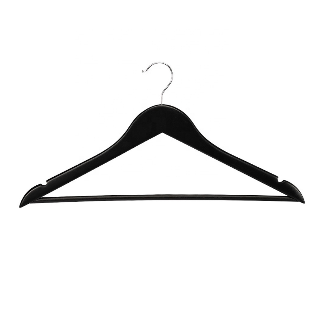 Custom Logo Wholesale Garment Black Wooden Hangers Customizable Clothes Hanger Wooden Suit Coat Hangers