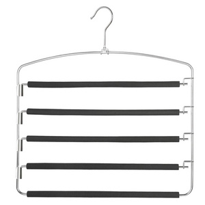 Multifunctional Multi-layer Foldable Closet Space Saving Non-slip Swing Arm Scarf Display Metal Pants Hangers