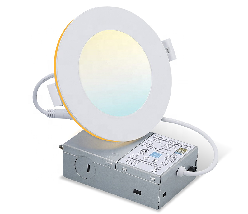 New Listed ETL ES FCC 5CCT Adjustable LED Ceiling Light with Night Light 1800K-4000K 4inch 9+3W Dimmable Canless Wafer Downlight