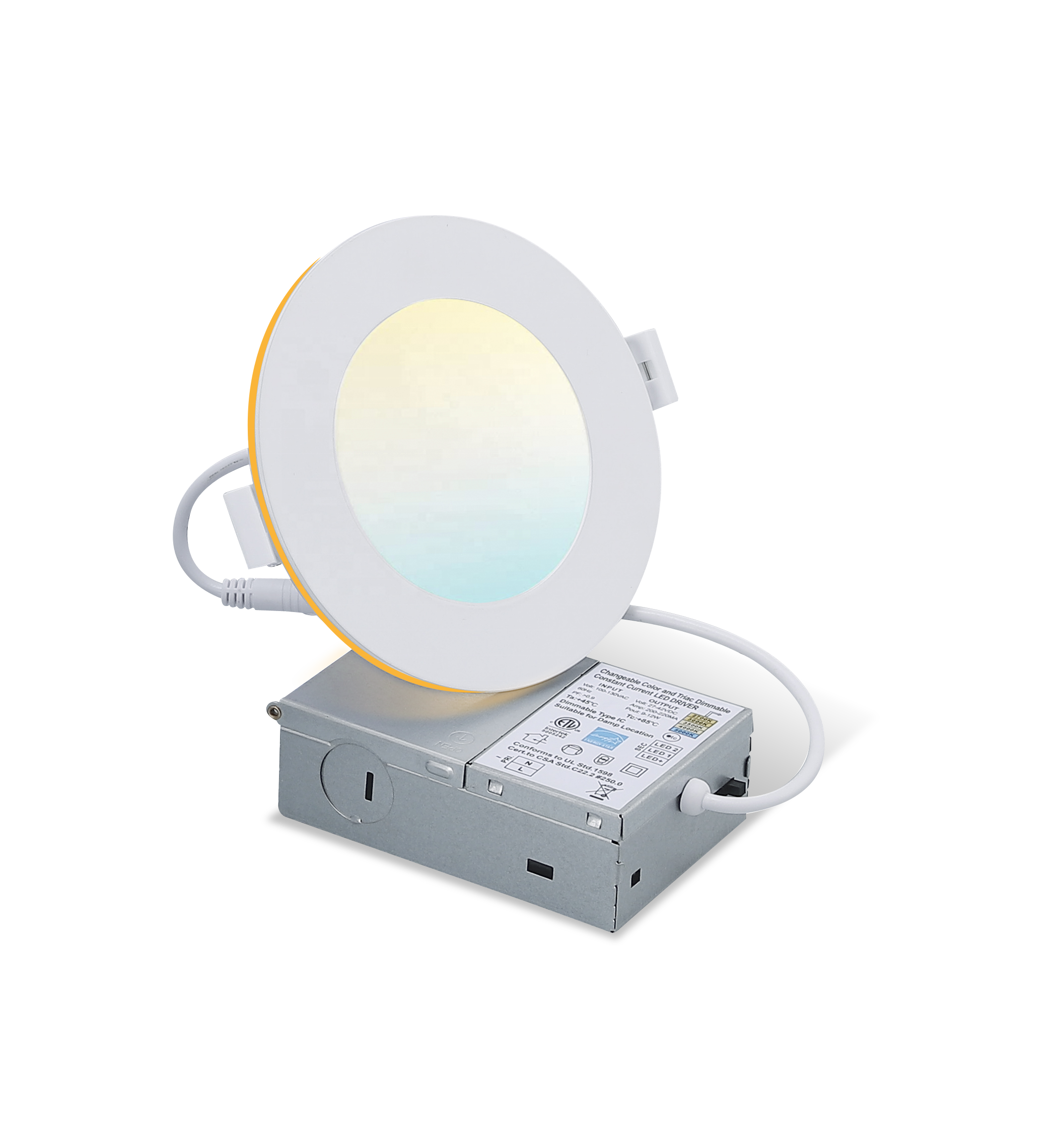 New Arrival ETL ES 4inch Slim LED Recessed Ceiling Light with Night Light 9+3W 5CCT Canless 750LM Brightness Black White 2200K