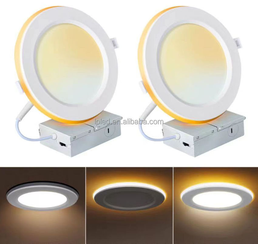 New Arrival ETL ES 4inch Slim LED Recessed Ceiling Light with Night Light 9+3W 5CCT Canless 750LM Brightness Black White 2200K