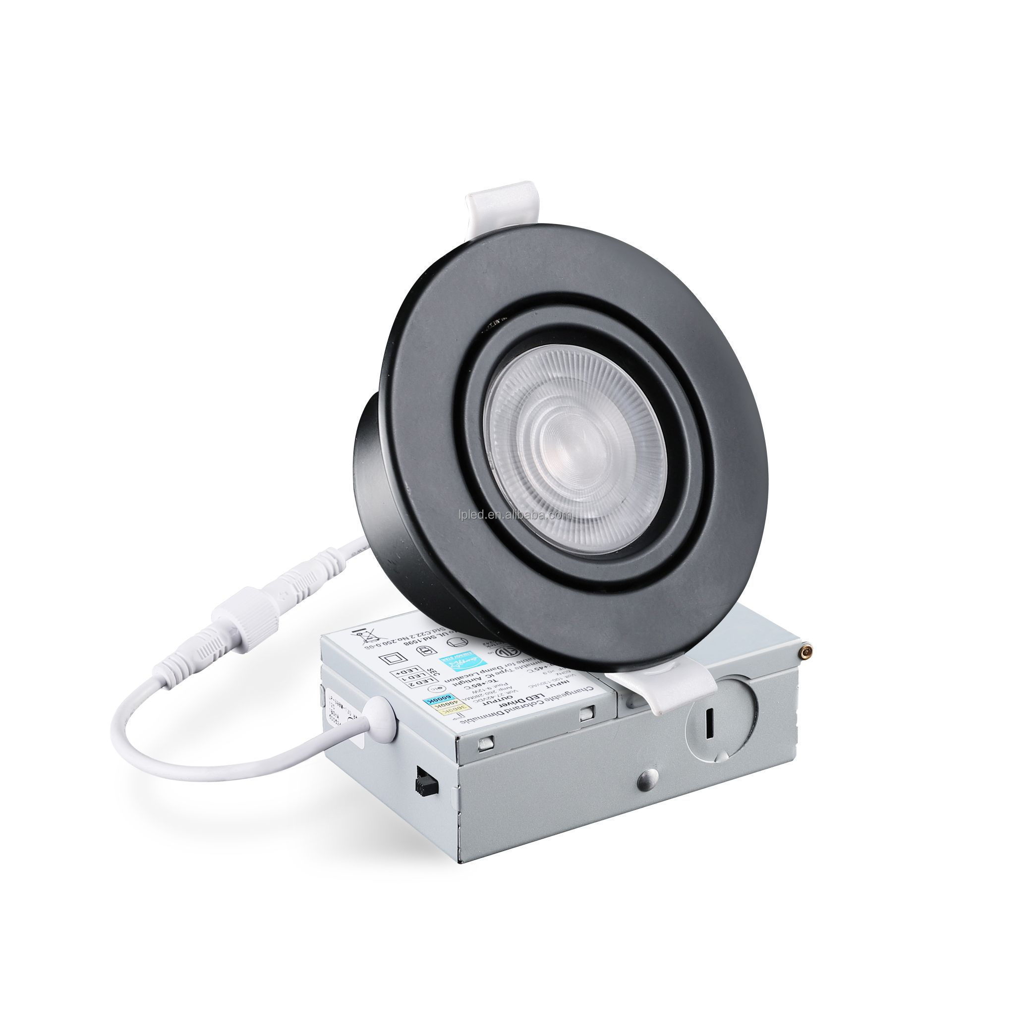 4 Inch 9W ETL Gimbal LED Downlight Dimmable 120V Recessed Ceiling Round Black Trim Adjustable Panel Pot Light 3CCT 5CCT Airtight