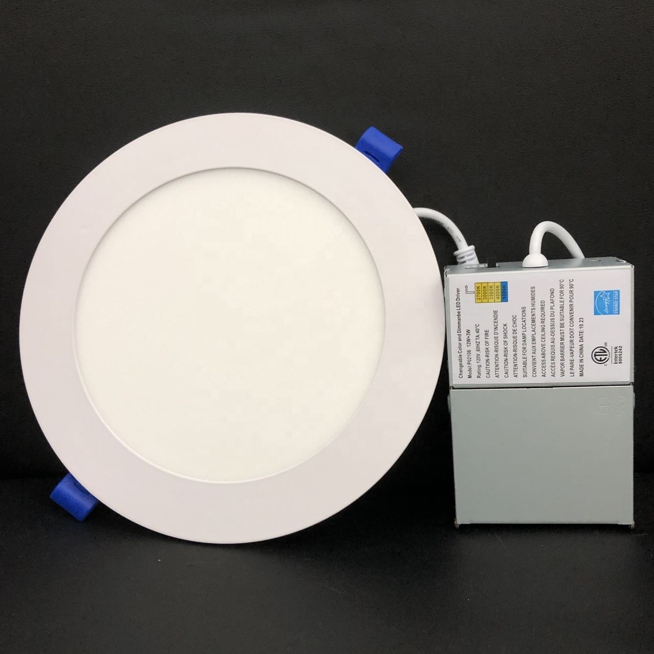 ETL 6inch 12+3W LED Recessed Downlight with Night Light Mode 5CCT Selectable Dimmable Canless Wafer Downlight 2000K