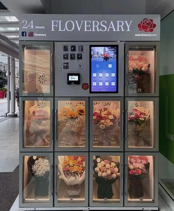 Fresh flower vending machine vegetable and fruit vending machinery self service vending