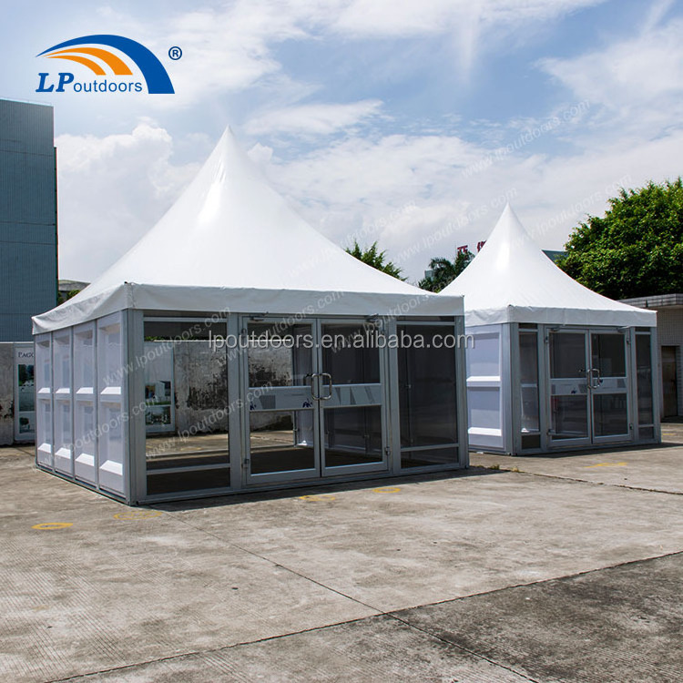 5x5m Outdoor marquee pagoda tent with glass wall and glass door for event promotion