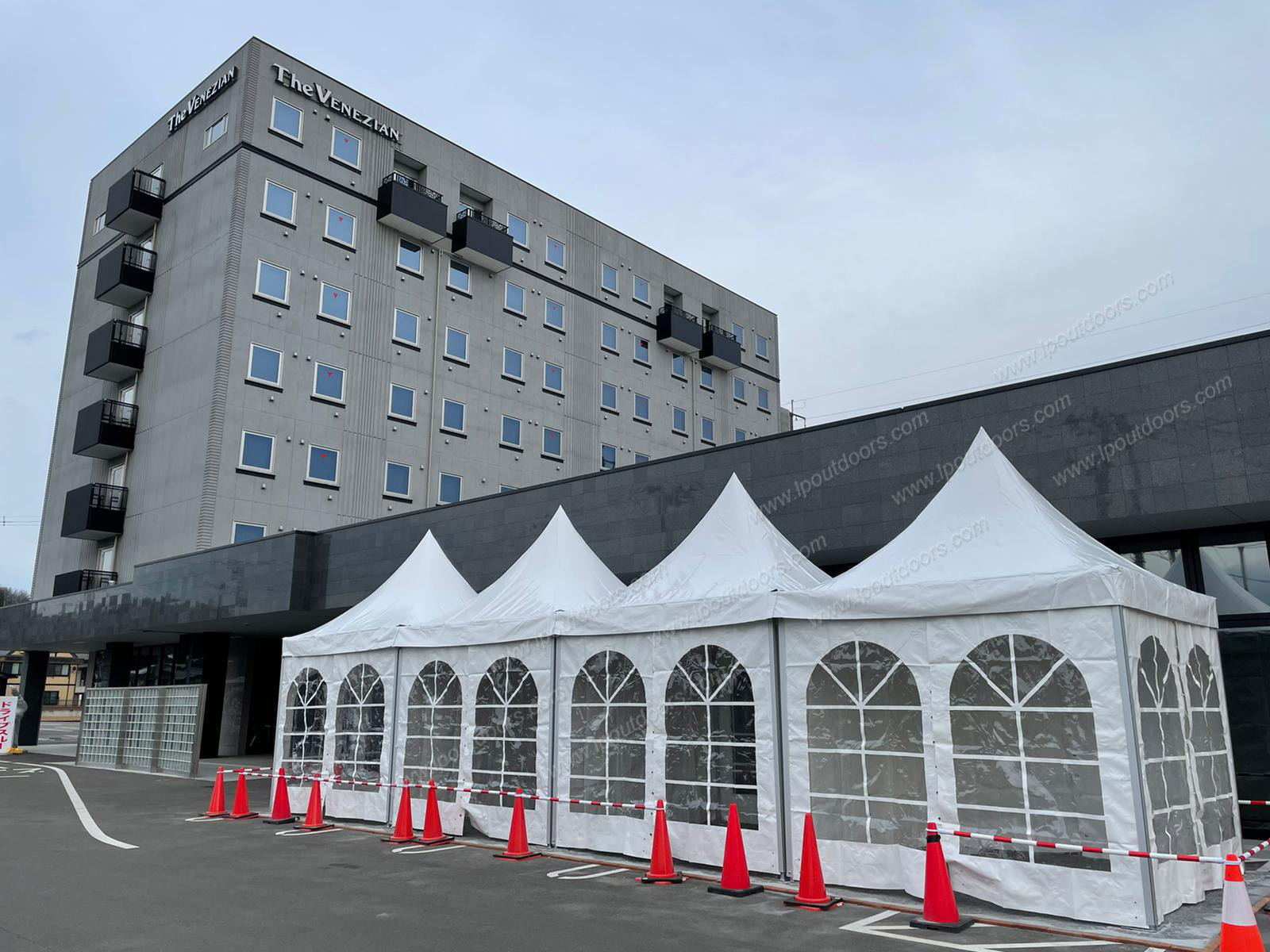 3x3m aluminum pagoda gazebo tent as reception center in Japan