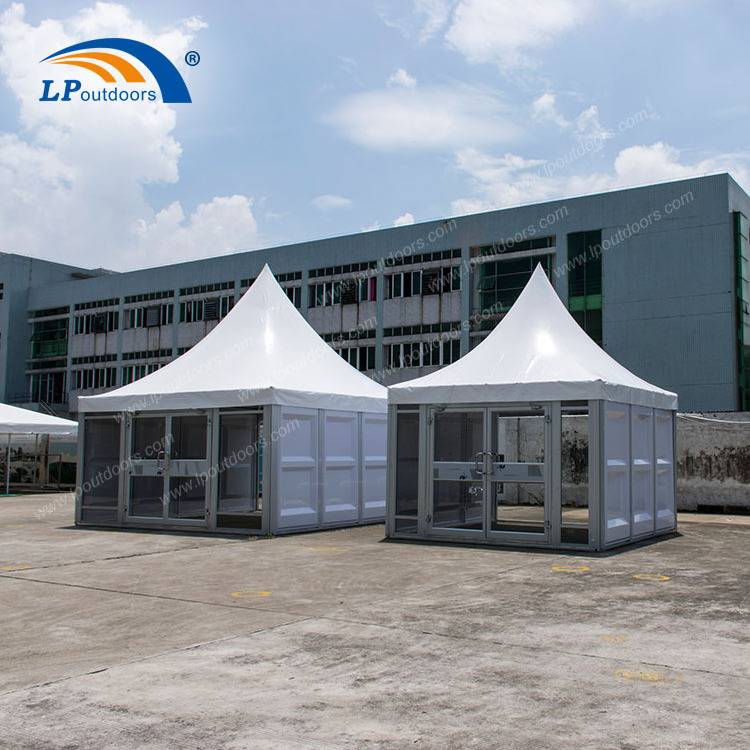 5x5m Outdoor marquee pagoda tent with glass wall and glass door for event promotion