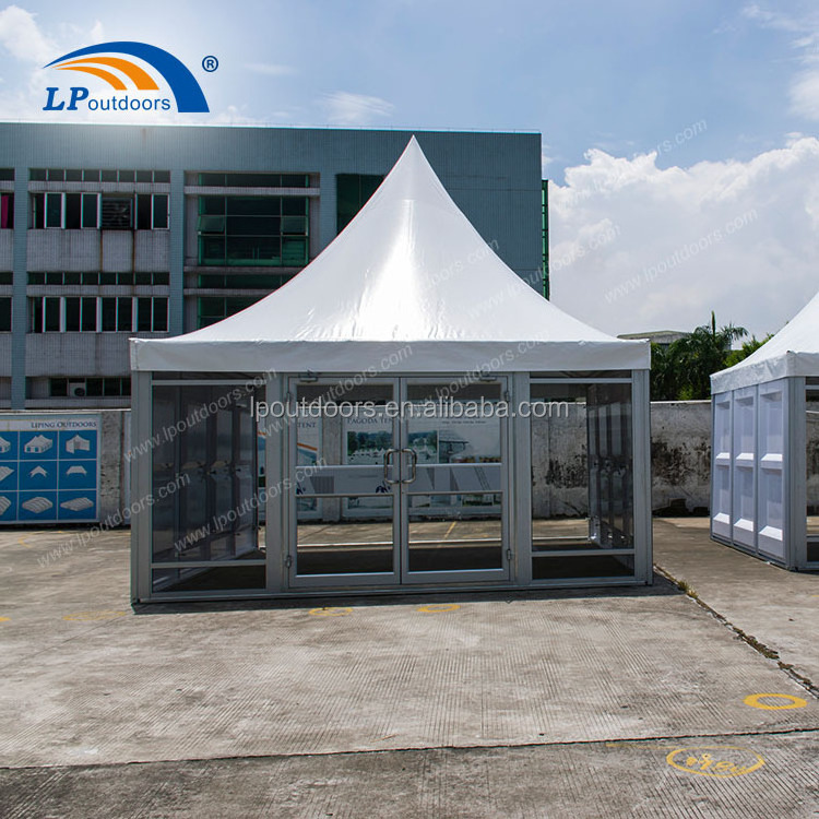 5x5m Outdoor marquee pagoda tent with glass wall and glass door for event promotion