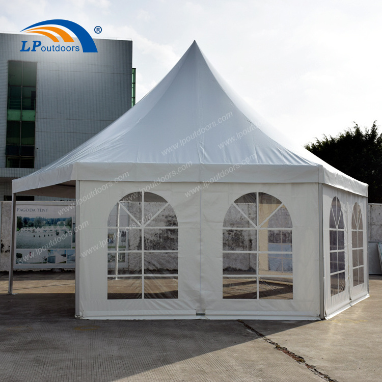 Dia 8m aluminum frame hexagonal pagoda tent gazebo for exhibition conference outdoor event