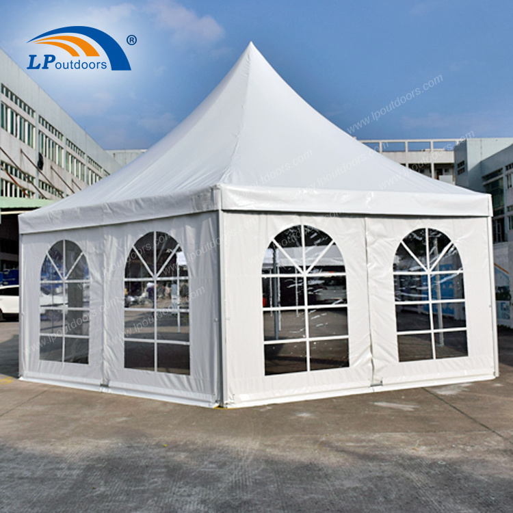 Dia 8m aluminum frame hexagonal pagoda tent gazebo for exhibition conference outdoor event