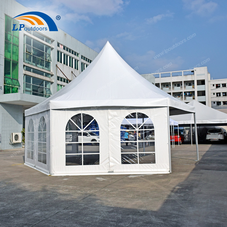 Dia 8m aluminum frame hexagonal pagoda tent gazebo for exhibition conference outdoor event