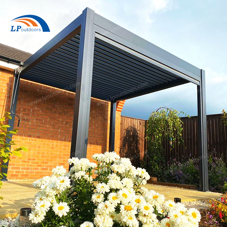 Free Standing Waterproof Motorised Pergola Louver Roof Pergola Terrace Pergola  for Outdoor Garden Yard