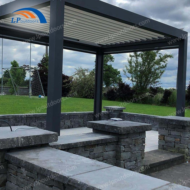 Waterproof Bioclimatique Pergola Gazebo Outdoor Sunshade Aluminium Gazebo With LED Strip light