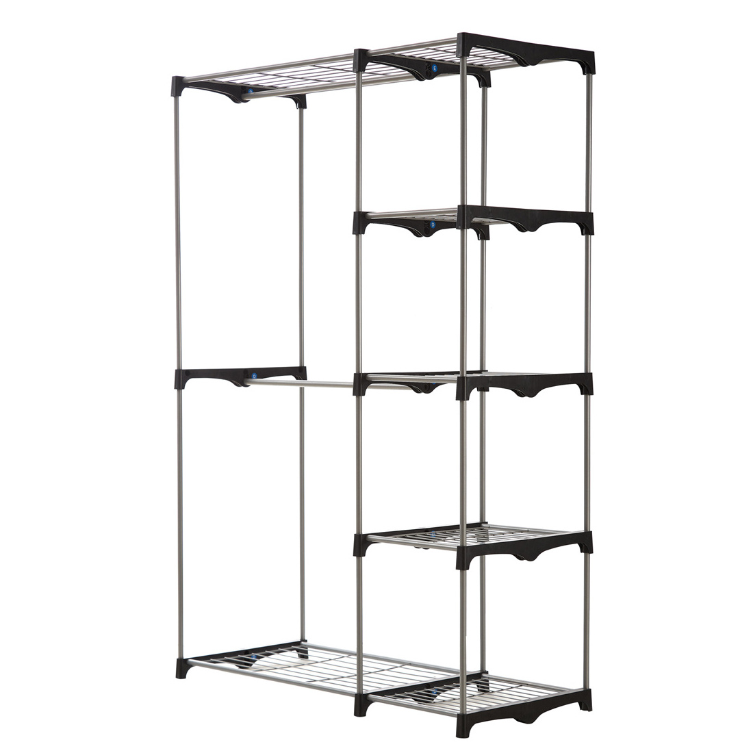 Best selling double rod closet portable closet organizer wardrobe clothes storage shelves