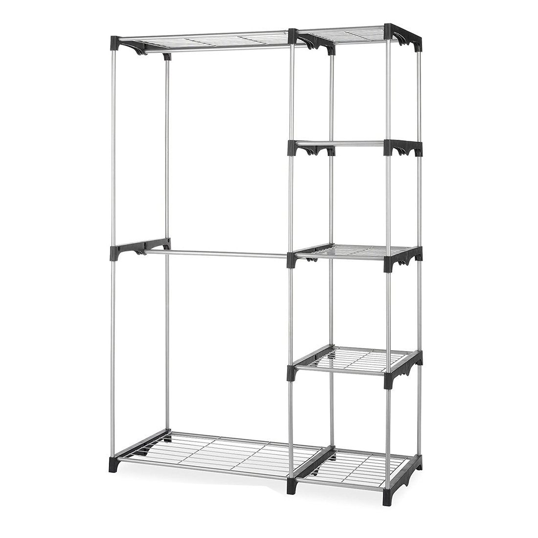 Best selling double rod closet portable closet organizer wardrobe clothes storage shelves