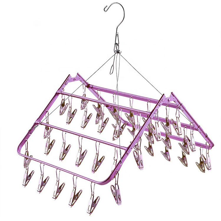 Foldable Clips Sock Rack And Drip Hanger Sock Hanger Underwear Hanger with 41/42 Clothespins