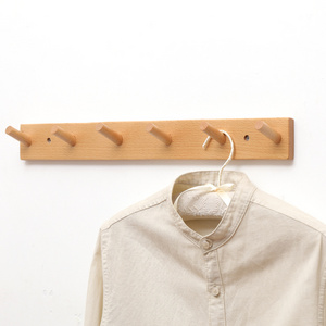 Home Door Mount 6 Hook Rack Wooden Coat Clothes Hat Wall Mounted Hook Hanger Rack