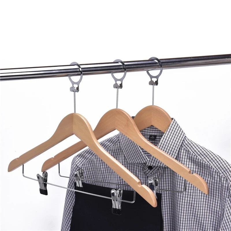 Wholesale luxury hotel coat hanger Hotel anti theft coat hanger with pole / clip